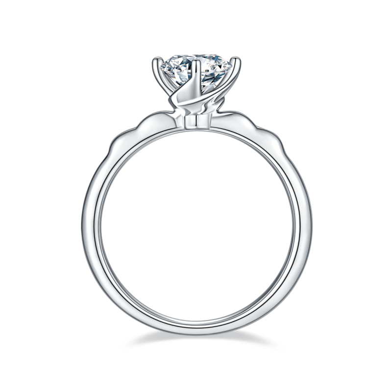 直臂小风车S925银镀白金MoissaniteWomen's Ring1ctD级